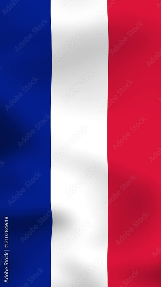 Vertical, portrait video waving national flag of France, Saint Martin. Smooth animation with highly detailed, realistic animated background for social media, screens smartphone. Cloth motion, official Vertical, portrait video waving national flag of France, Saint Martin. Smooth animation with highly detailed, realistic animated background for social media, screens smartphone. Cloth motion, official