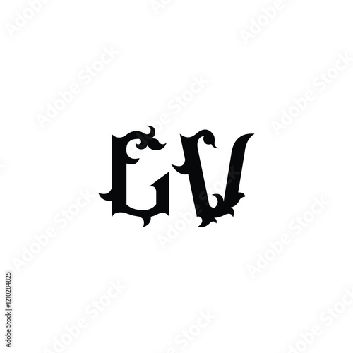 LV monogram logo design letter text name symbol monochrome logotype alphabet character simple logo photo