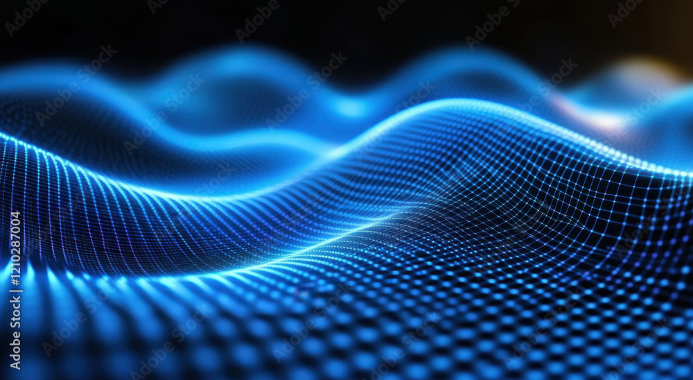 Vibrant blue light flows in undulating waves, creating a dynamic digital landscape. Patterns shimmer across the surface, resembling an ethereal ocean of energy and light. Vibrant blue light flows in undulating waves, creating a dynamic digital landscape. Patterns shimmer across the surface, resembling an ethereal ocean of energy and light.