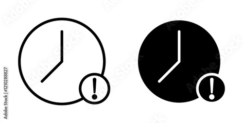 Alarm exclamation icons set in black filled and stroke line style