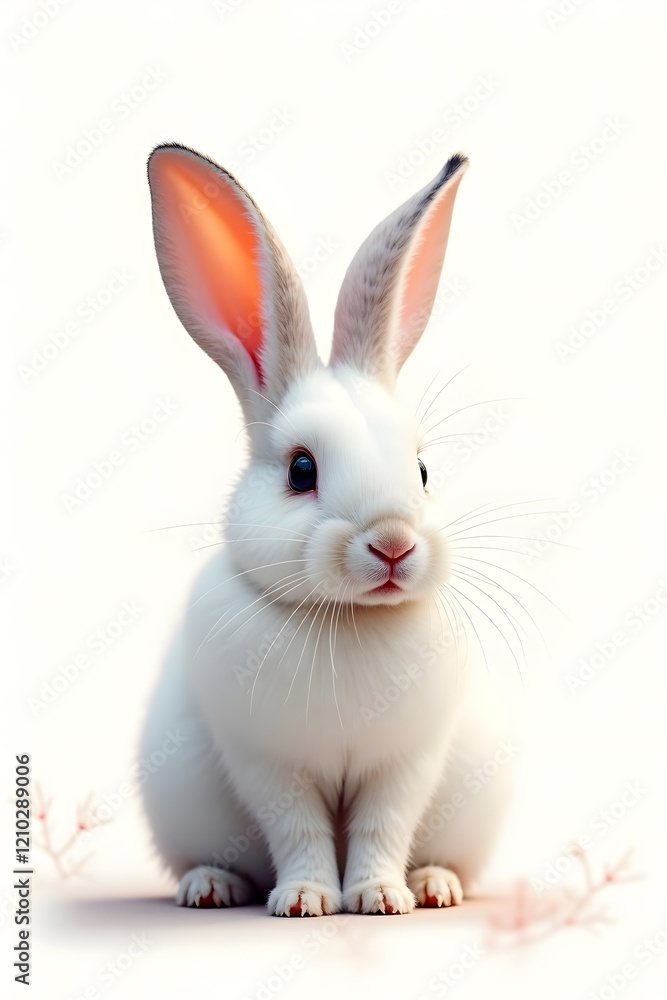 A serene white rabbit its fur blending seamlessly with the white surroundings.
A serene white rabbit its fur blending seamlessly with the white surroundings.