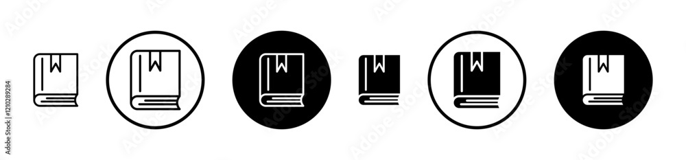 Book bookmark icons set in black filled and stroke line style Book bookmark icons set in black filled and stroke line style