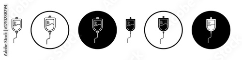 Blood transfusion Icons vectors. black solid and liner versions