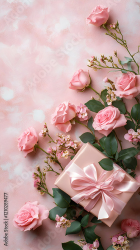 pink roses and box