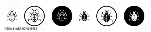 Bug icons in black and blue set