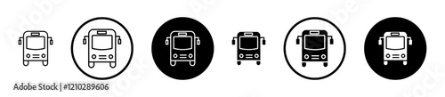 Bus icons in black and blue set
