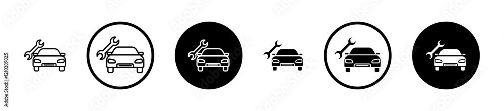 Car mechanic icons set in black filled and stroke line style Car mechanic icons set in black filled and stroke line style