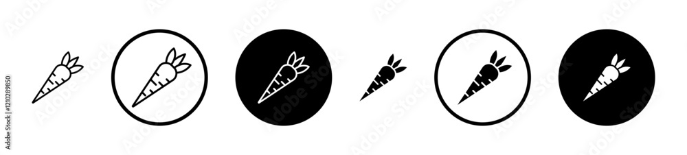 Carrot icons set in black filled and stroke line style Carrot icons set in black filled and stroke line style
