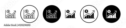 Chat arrow grow icons set in black filled and stroke line style