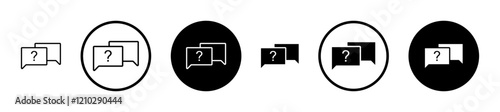 Comment question icons set in black filled and stroke line style