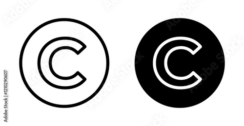 Copyright icons in black and blue set