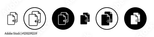 Duplicate icons set in black filled and stroke line style