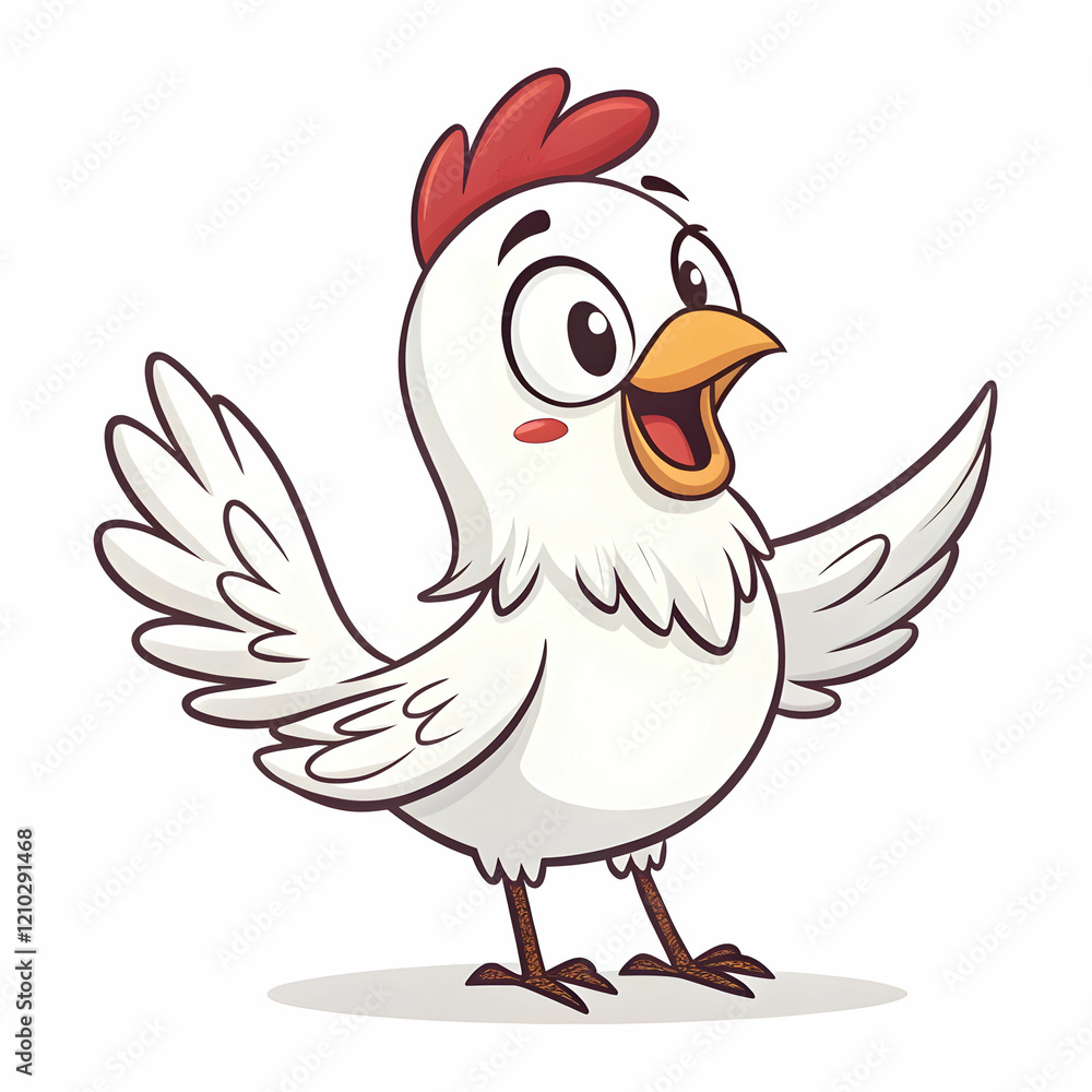 Fototapeta premium white chicken cartoon character logo