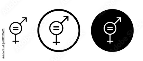 Equality icons set in black filled and stroke line style