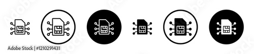 ESIM icons set in black filled and stroke line style