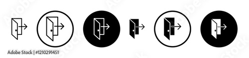 Exit icons in black and blue set