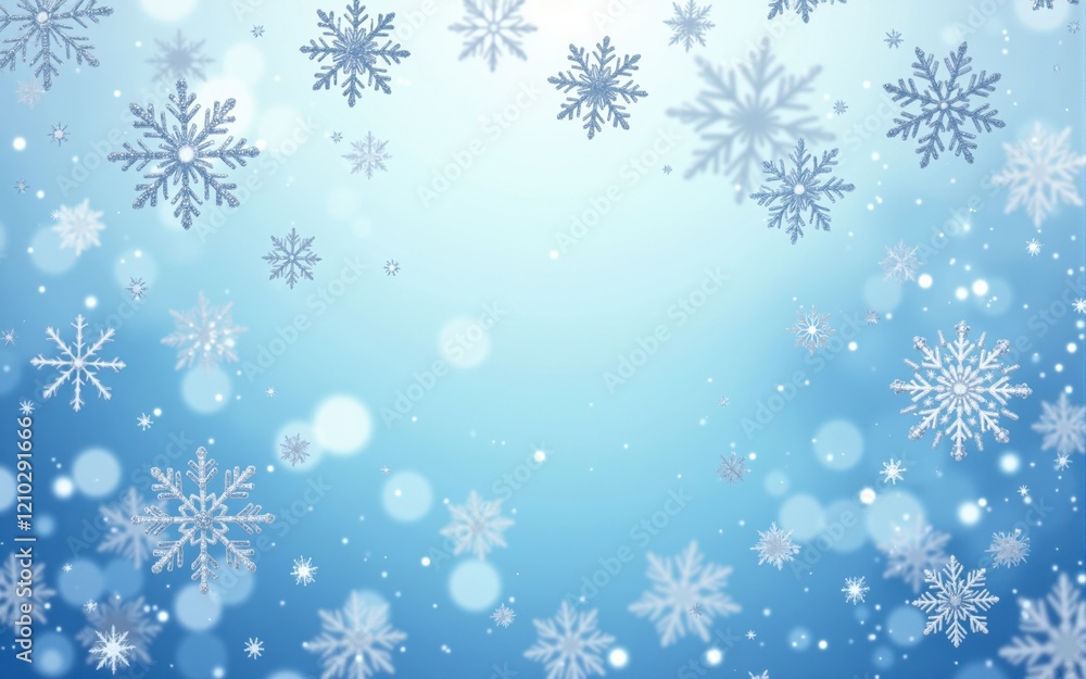 Digital Image of Silver Snowflakes on a Light Blue Background Digital Image of Silver Snowflakes on a Light Blue Background