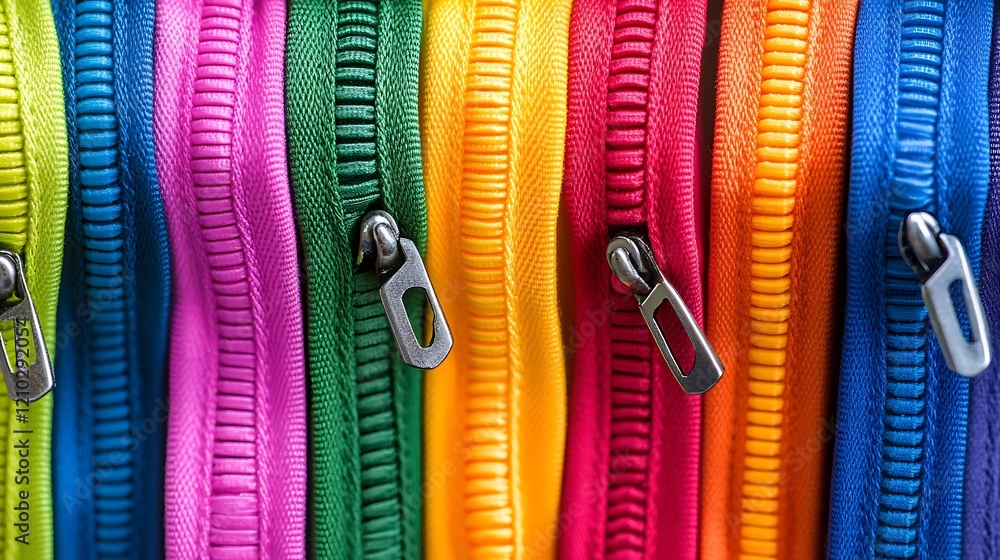 Full frame shot of colorful zippers