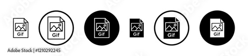 Gif icons set in black filled and stroke line style