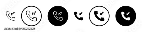 Incoming Call icons set in black filled and stroke line style