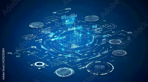 Wallpaper Mural Data visualization; digital sphere; glowing charts; network background; tech presentation Torontodigital.ca