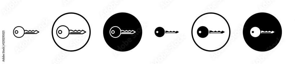 Key Icons vectors. black solid and liner versions Key Icons vectors. black solid and liner versions