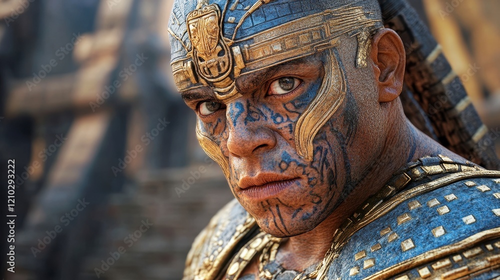 Ancient Warrior Portrait with Intricate Tattoos and Armor Details Ancient Warrior Portrait with Intricate Tattoos and Armor Details