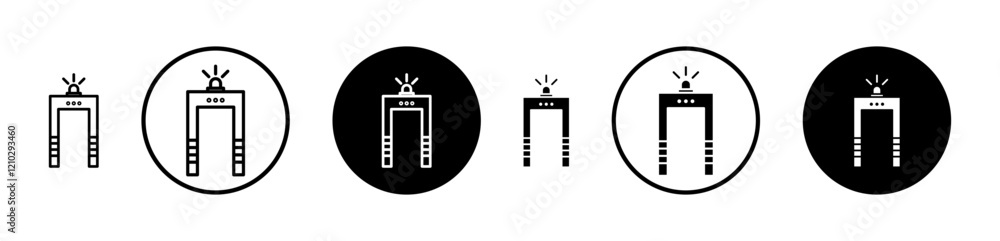 Metal detector icons set in black filled and stroke line style Metal detector icons set in black filled and stroke line style