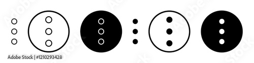 Menu dots icons set in black filled and stroke line style