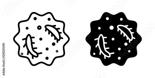 Microorganism icons in black and blue set