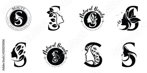 Nature beauty logo design collection with letter s concept  Premium Vector