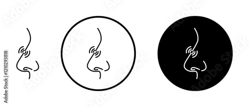 Nose pain icons set in black filled and stroke line style