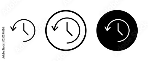 Past time icons set in black filled and stroke line style