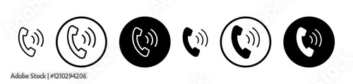 Phone call icons vector pack in black and blue colors