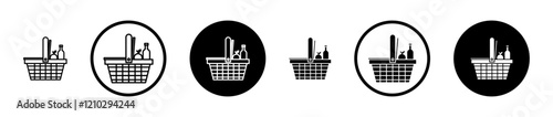 Picnic icons set in black filled and stroke line style