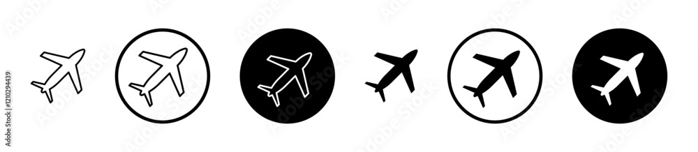 Plane icons in black and blue set Plane icons in black and blue set