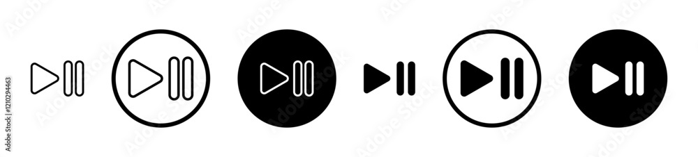Play pause icons vector pack in black and blue colors Play pause icons vector pack in black and blue colors