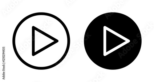 Play icons set in black filled and stroke line style