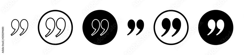 Quote right icons set in black filled and stroke line style Quote right icons set in black filled and stroke line style
