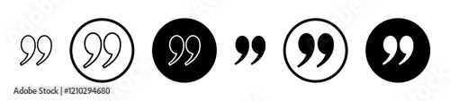 Quote right icons set in black filled and stroke line style