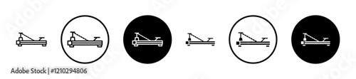 Reformer icons set in black filled and stroke line style