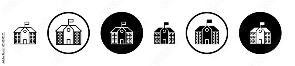 School icons set in black filled and stroke line style School icons set in black filled and stroke line style