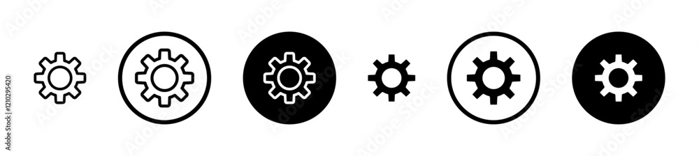 Settings icons vector pack in black and blue colors Settings icons vector pack in black and blue colors