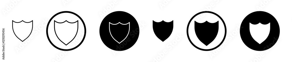 Shield interrogation icons set in black filled and stroke line style Shield interrogation icons set in black filled and stroke line style