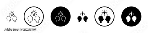 Share thoughts icons set in black filled and stroke line style