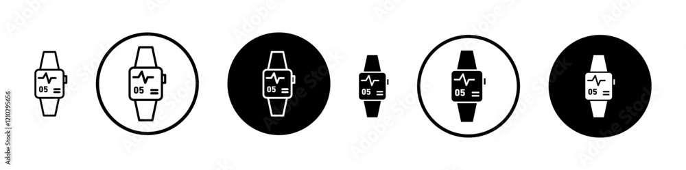 Smartwatch icons in black and blue set