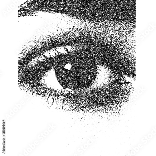 Close girl's eye, with stipple effect, high density. 
