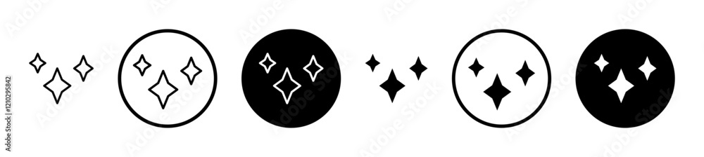 Sparkles icons set in black filled and stroke line style Sparkles icons set in black filled and stroke line style