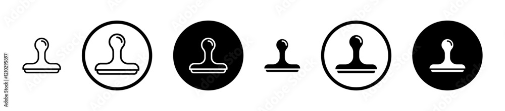 Stamp Icons vectors. black solid and liner versions Stamp Icons vectors. black solid and liner versions