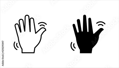 icon set of waving hand, friendly greeting, on white background.